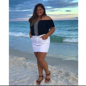 Black off the shoulder top